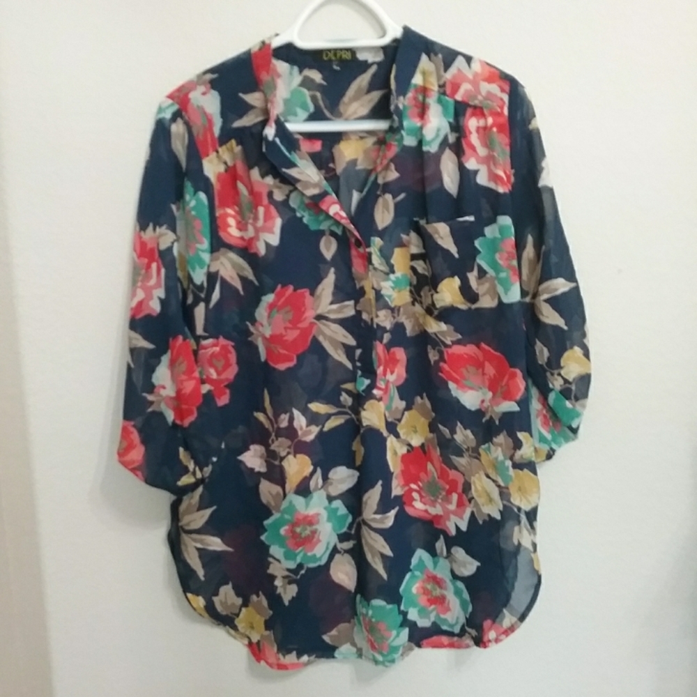 Sz L sheer blouse